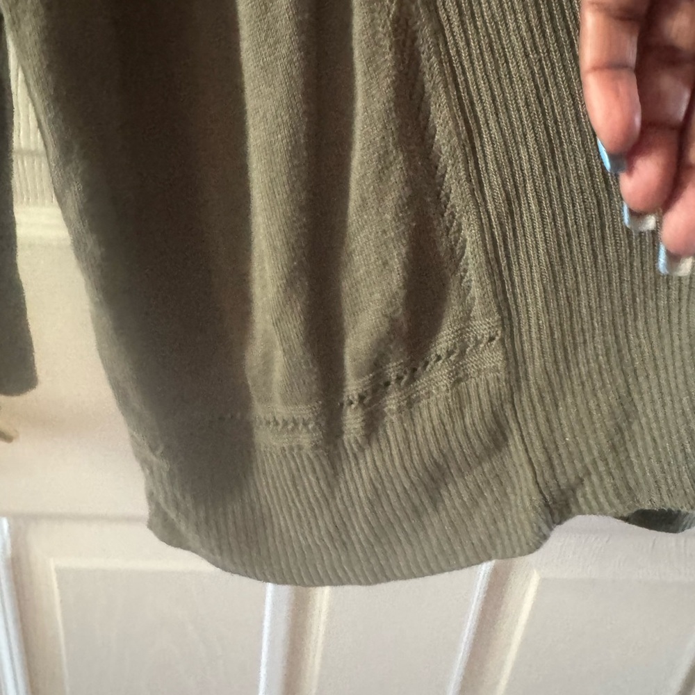 Olive Green Women's Cardigan - Picture 4 of 9